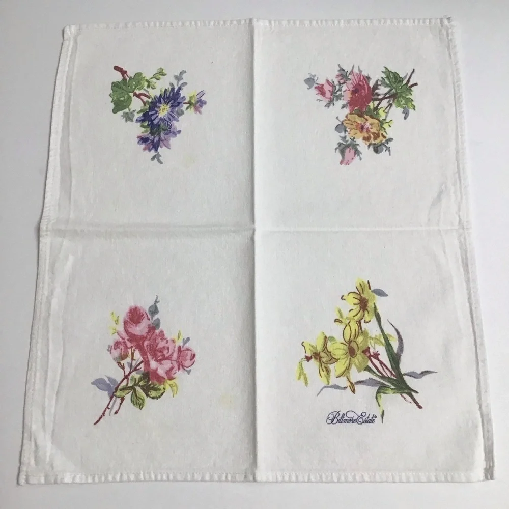 Biltmore Estate Floral Napkins SET OF 3 Thick Cotton Bread Basket Liners Cottage